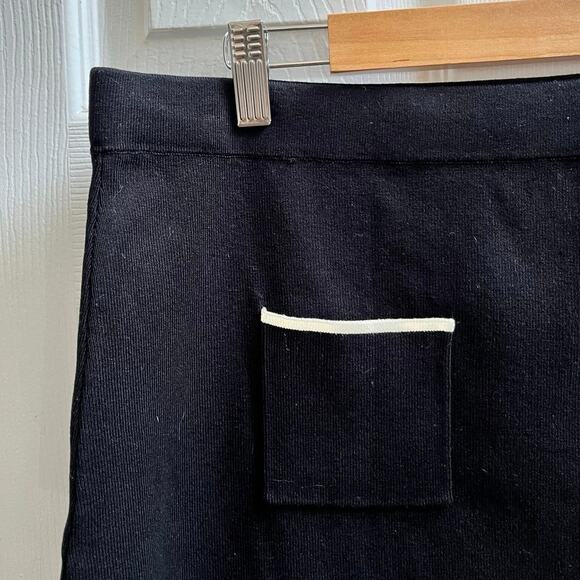 Mango New Black Knit Pocket Contrasting Hem Trim Mini Skirt Size XXL Modern - Picture 4 of 9